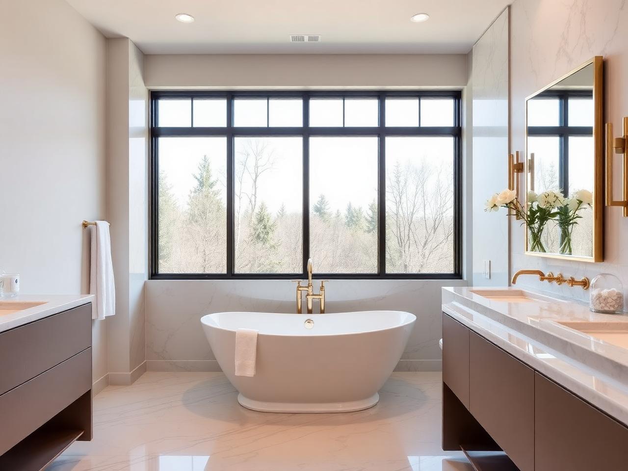 Modern master bathroom plumbing finished by Adams Plumbing in Westboro Ottawa